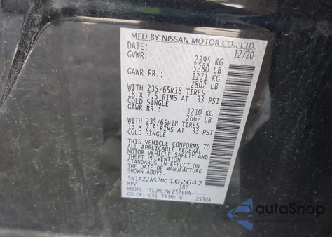 2021 Nissan Murano S Intelligent Awd from USA, damaged, VIN 5N1AZ2AS2MC102647